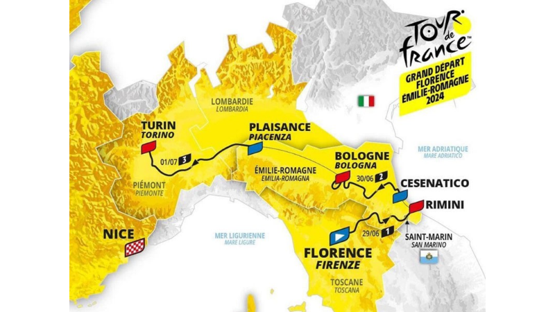 Map of the Italian stages of Tour de France 2024